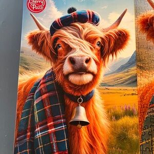 Highland Cow Puzzle - Orange and Blue